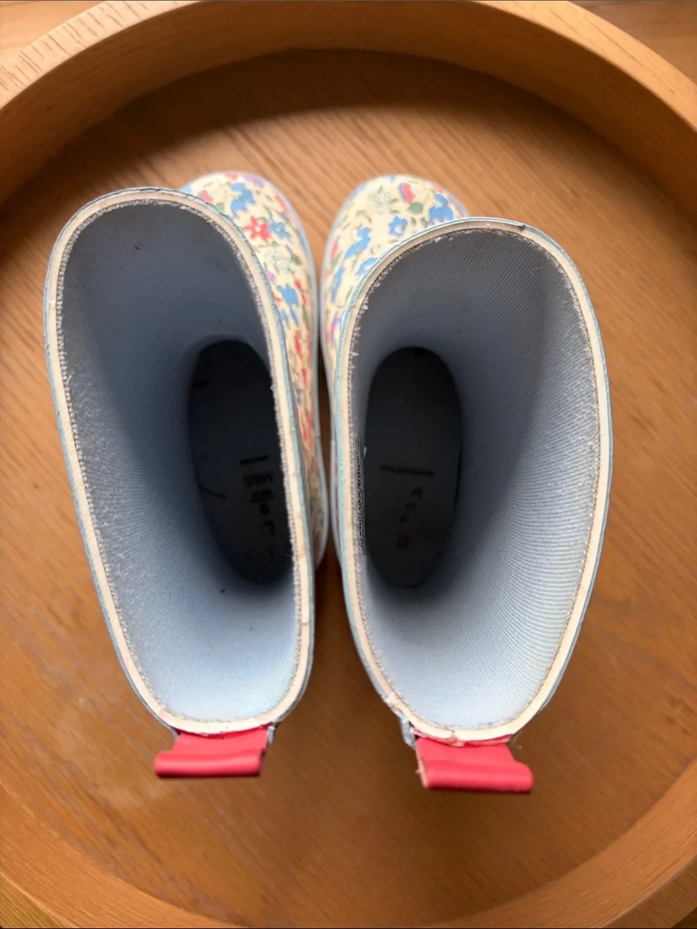 Kids Floral Rain Boots - Blue and Pink